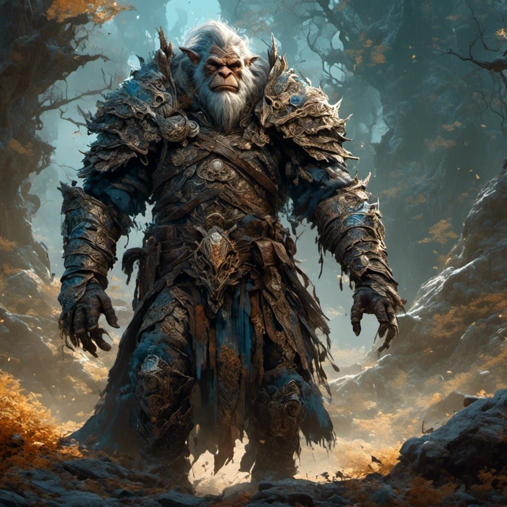 Armored Troll Commander in Detailed Matte Painting