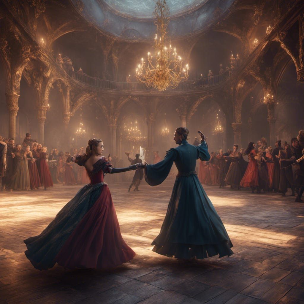 Medieval Ballroom Dancing in Detailed Matte Painting