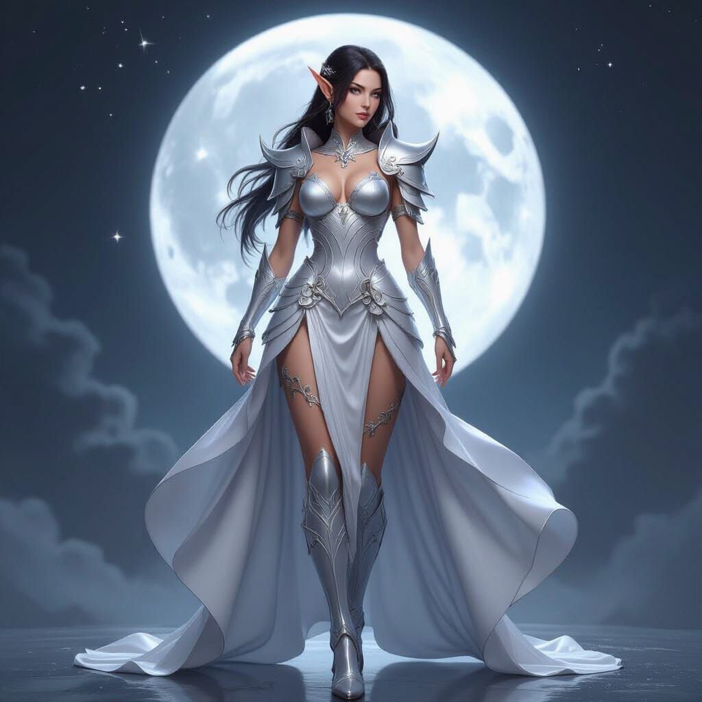 Elegant Elf Warrior Portrait in Anime Style