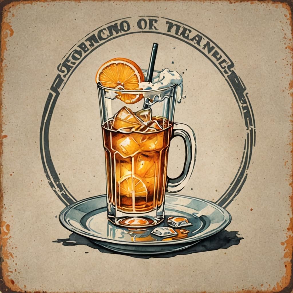 Vintage 1940s Orange Drink Logo in Watercolor