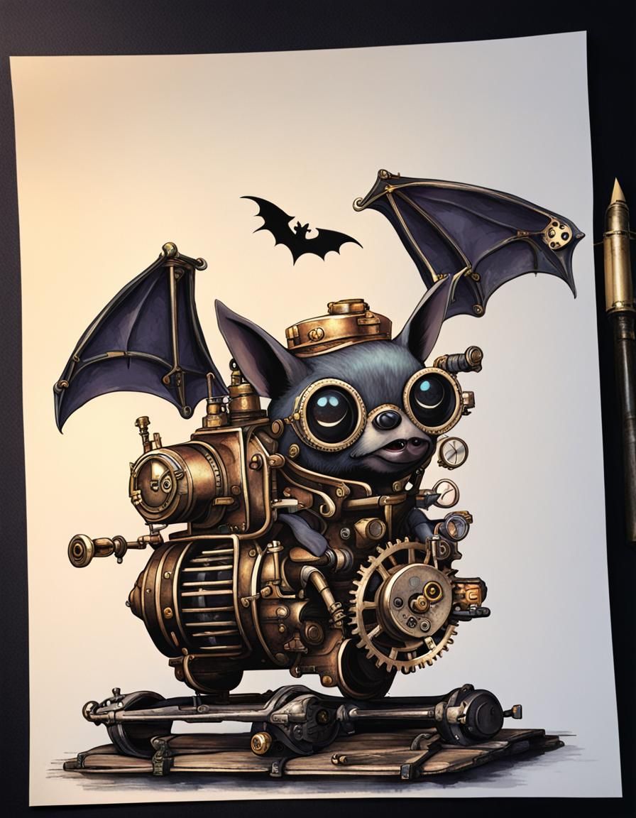 Steampunk Bat Engine: Victorian Fantasy Art