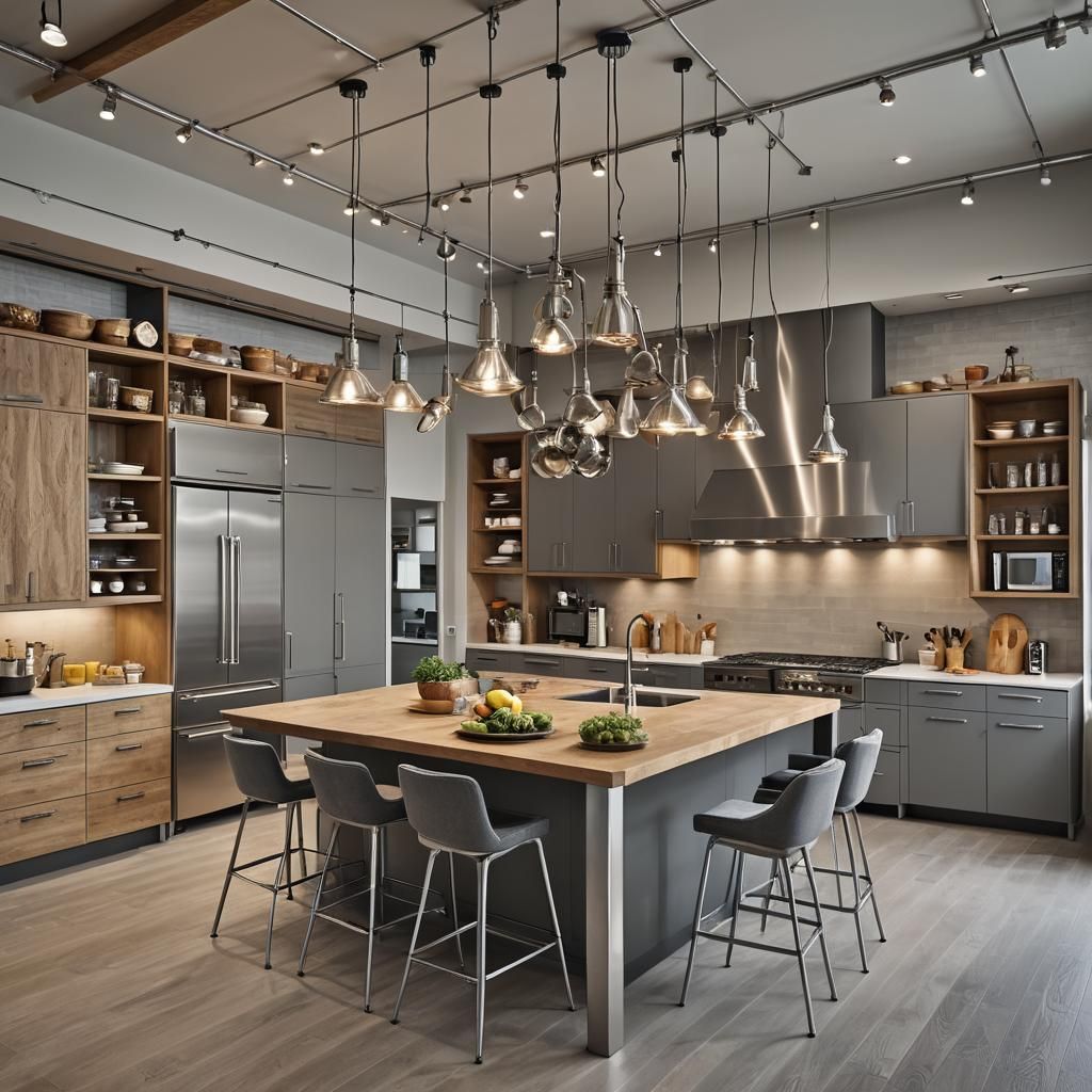 Modern Kitchen Design with Island and Wooden Accents