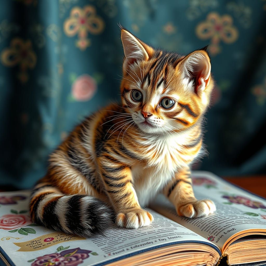 Quilted Kitten Demands Attention in Vibrant Embroidery