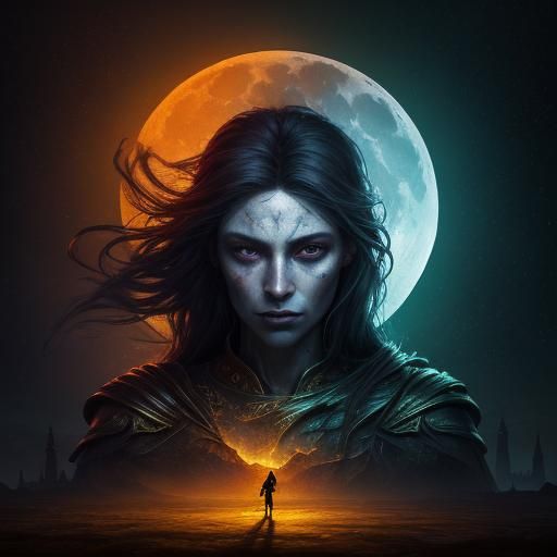 Surreal Moonlit Melancholy: A Vibrant Oil Painting