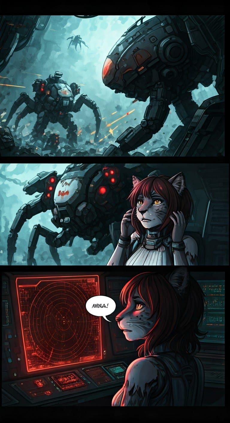 Sci-Fi Anime Comic Page with Mecha Battle