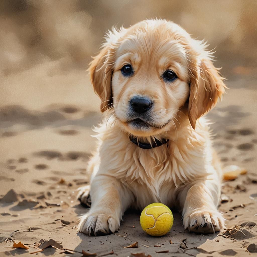 Golden Retriever Puppy: A Joyful Digital Painting