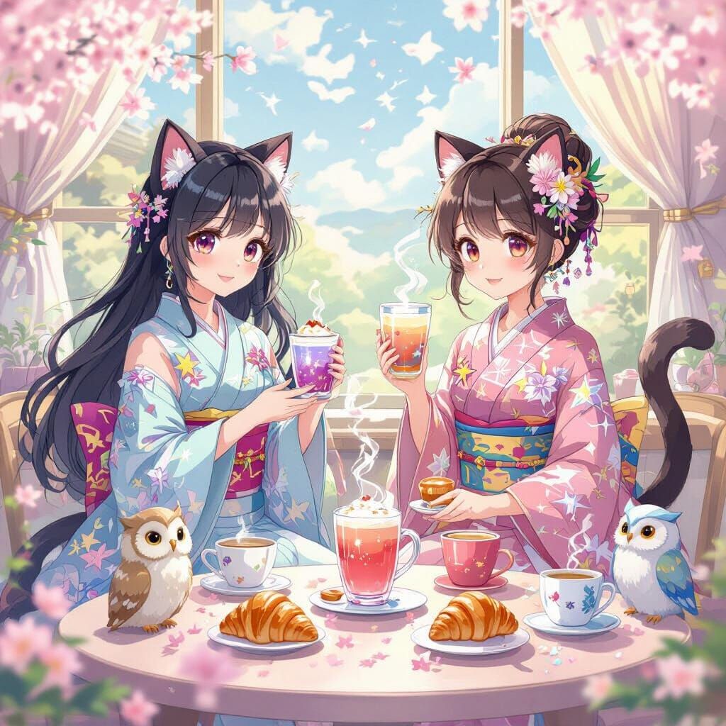 Anime Goddesses Run Cosmic Cat Cafe