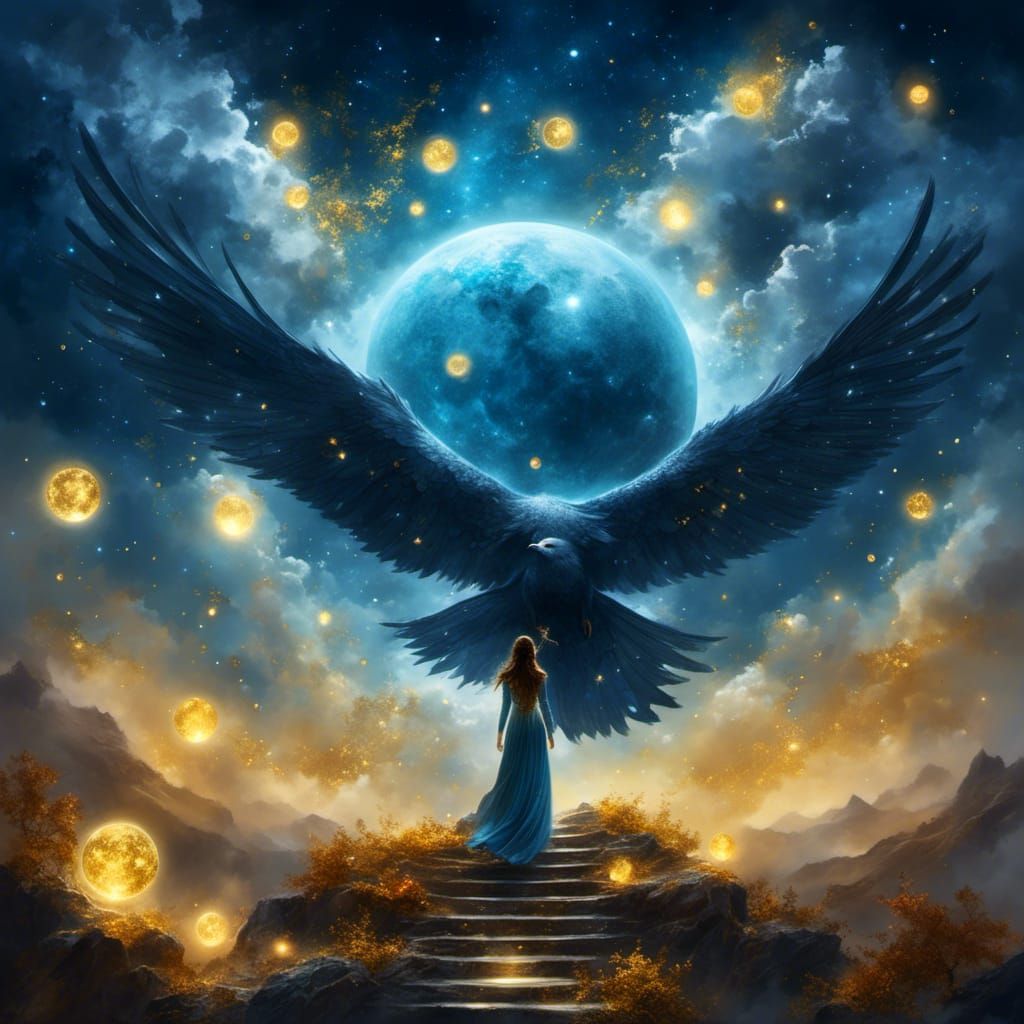 Goddess Portrait with Ominous Sky and Moonlight