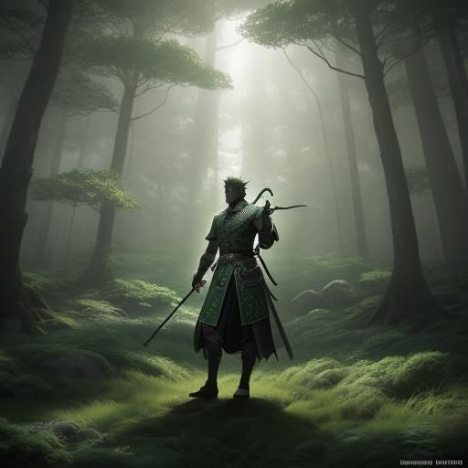 Celtic Warrior in Anime Style with Knotwork