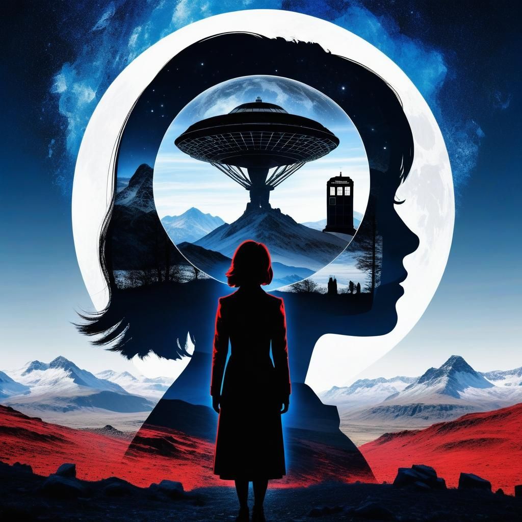 Intricate Double Exposure of Jenna Coleman Silhouette