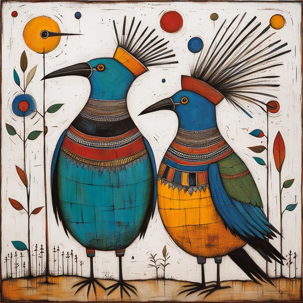 Ndebele Mural Painting of a Paradise Bird