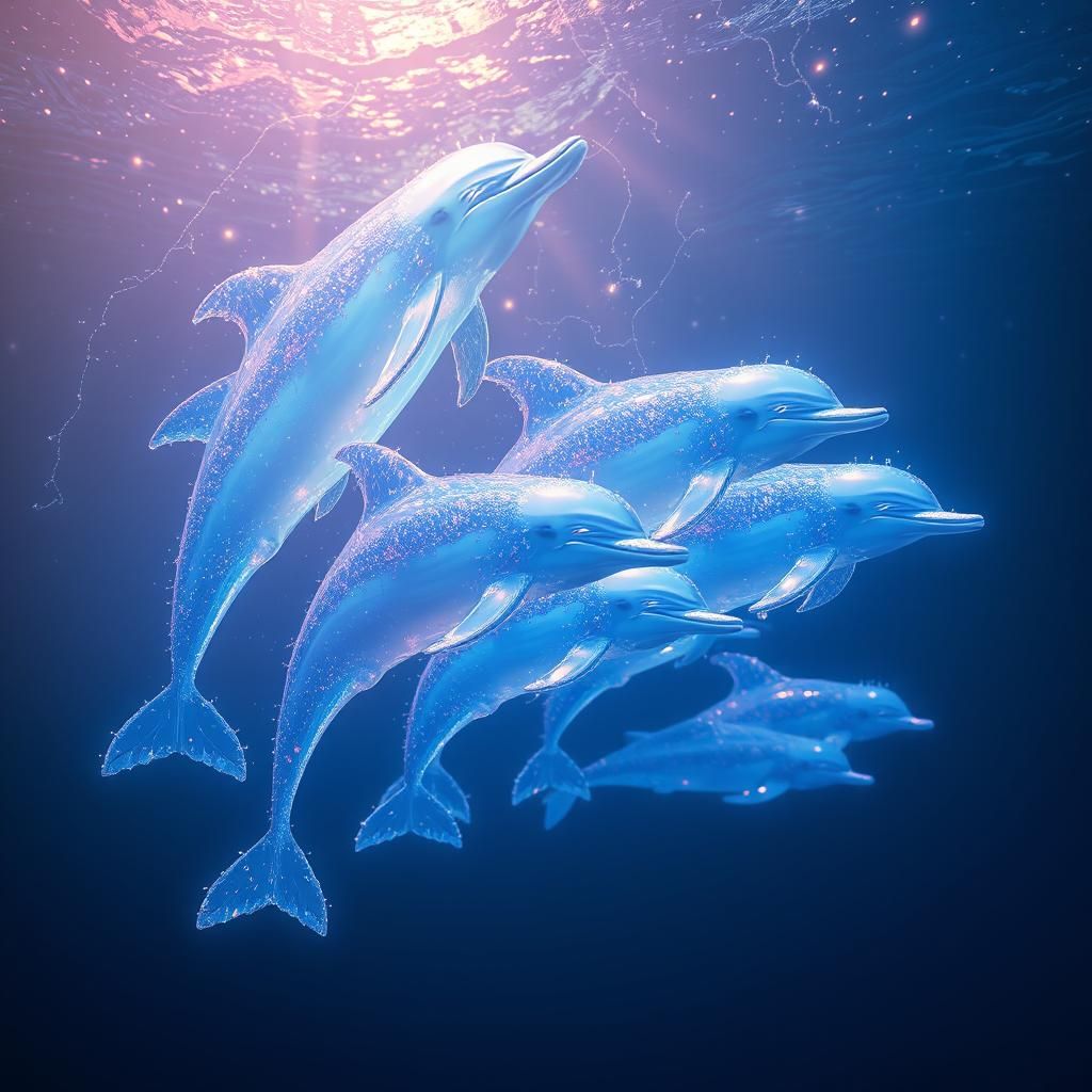 Luminous Dolphins Woven from Celestial Light