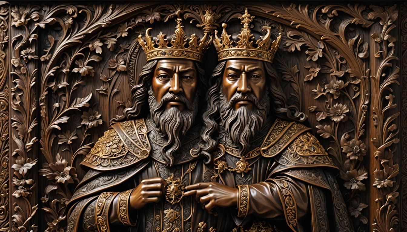 King Emerges from Dark Wood Bas-Relief