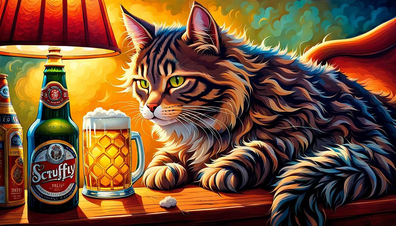 Bill the Cat Guzzling Beer