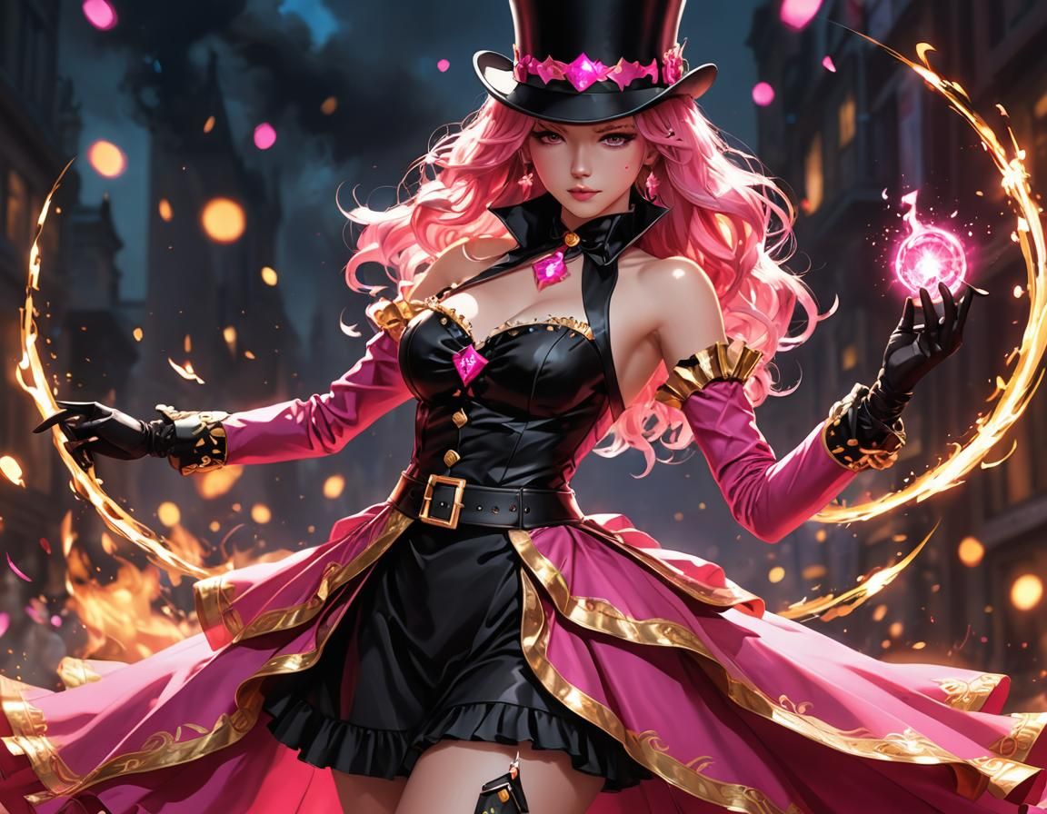 Anime Ringmaster in Glowing Pink Suit, 3D Art