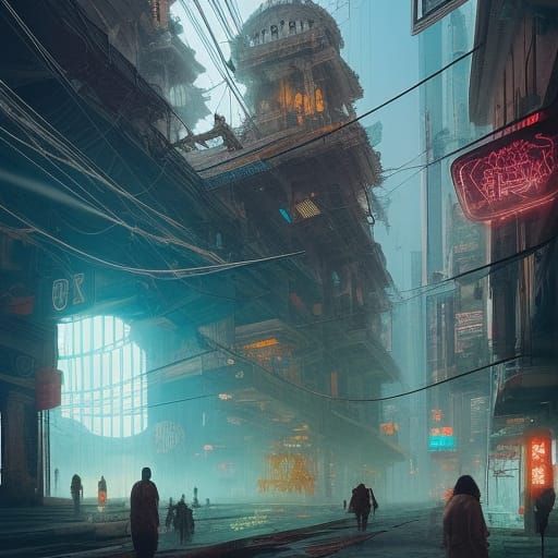 Cyberpunk Athens: Detailed Epic Aerial View