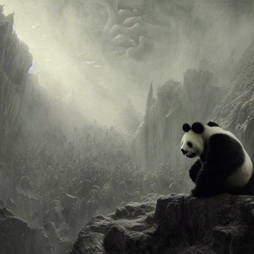 Sinister Vampire Panda Bear in Horror Style