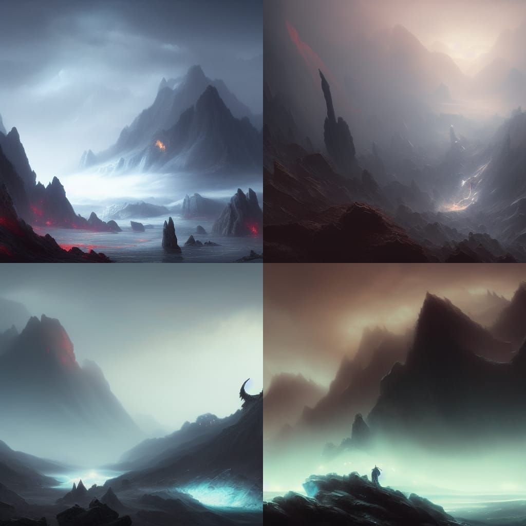 Typhon in Dark Fantasy Landscape, Hyperdetailed Art