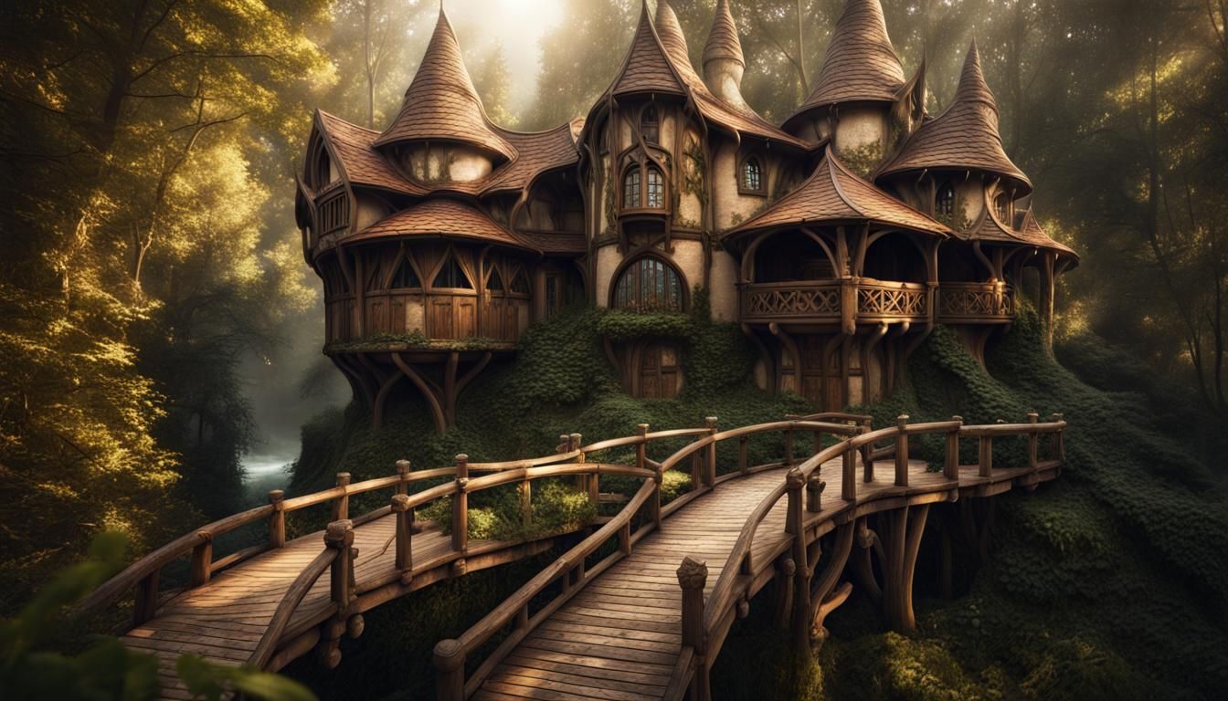 Elven House in Mystical Forest: Fantasy Architecture