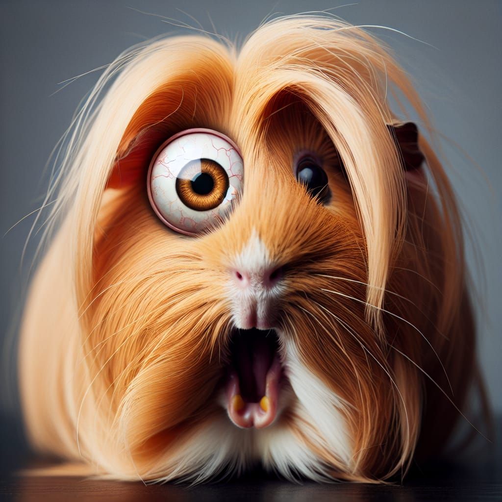 Screaming Guinea Pig with Asymmetrical Eyes