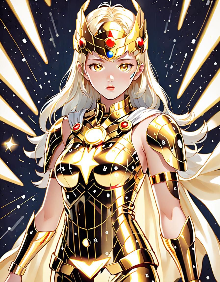 Golden Hero in Binary Code Dream Fashion Illustration