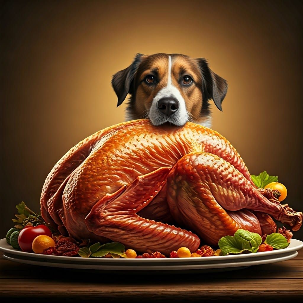 Dog's Thanksgiving Mishap: Head Stuck in Turkey
