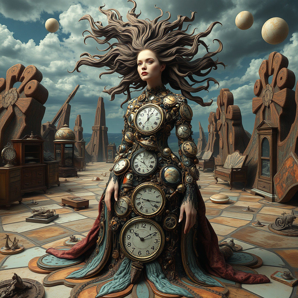 Surreal Woman in Dali-esque Landscape