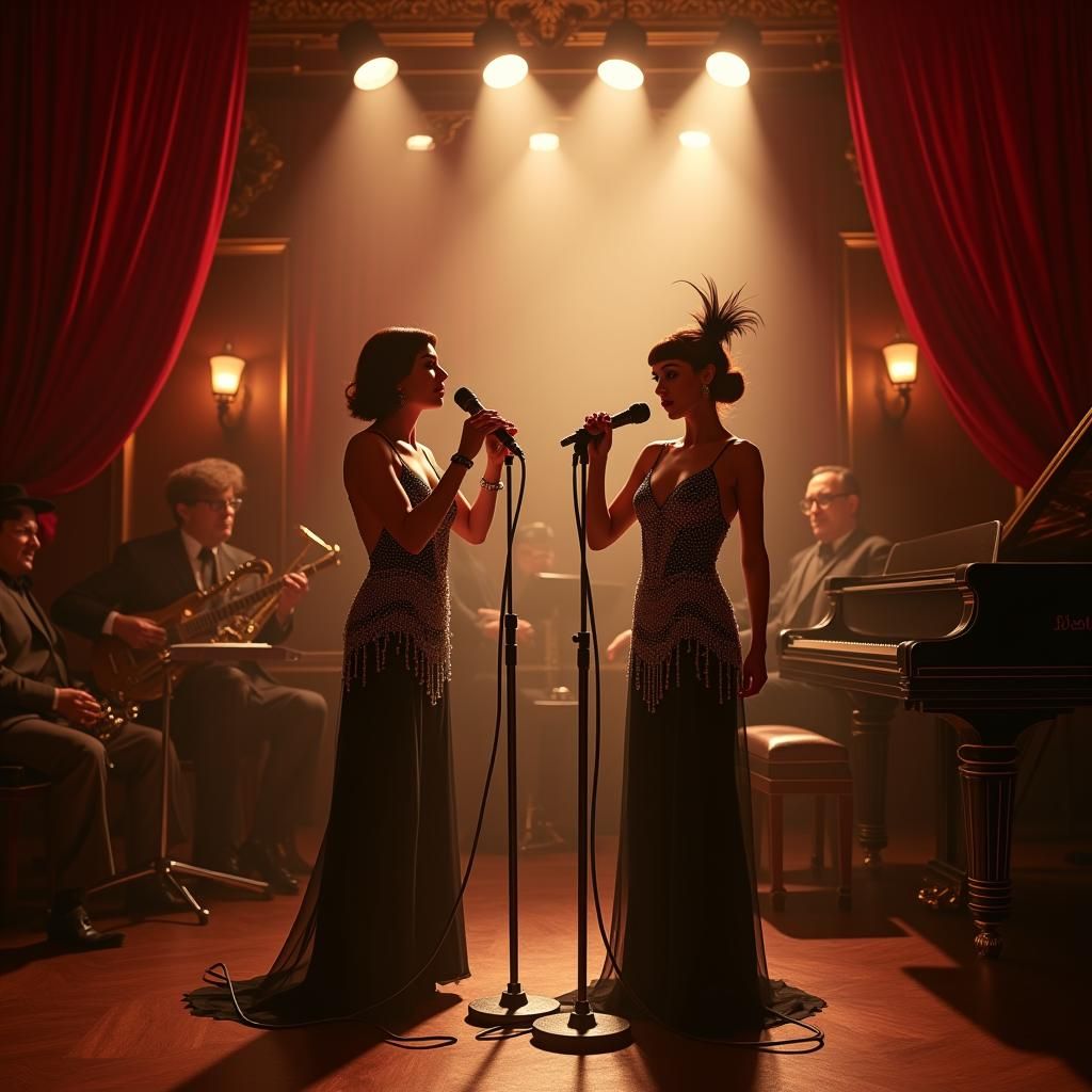 Jazz Combo with Singers in 1930s Nightclub