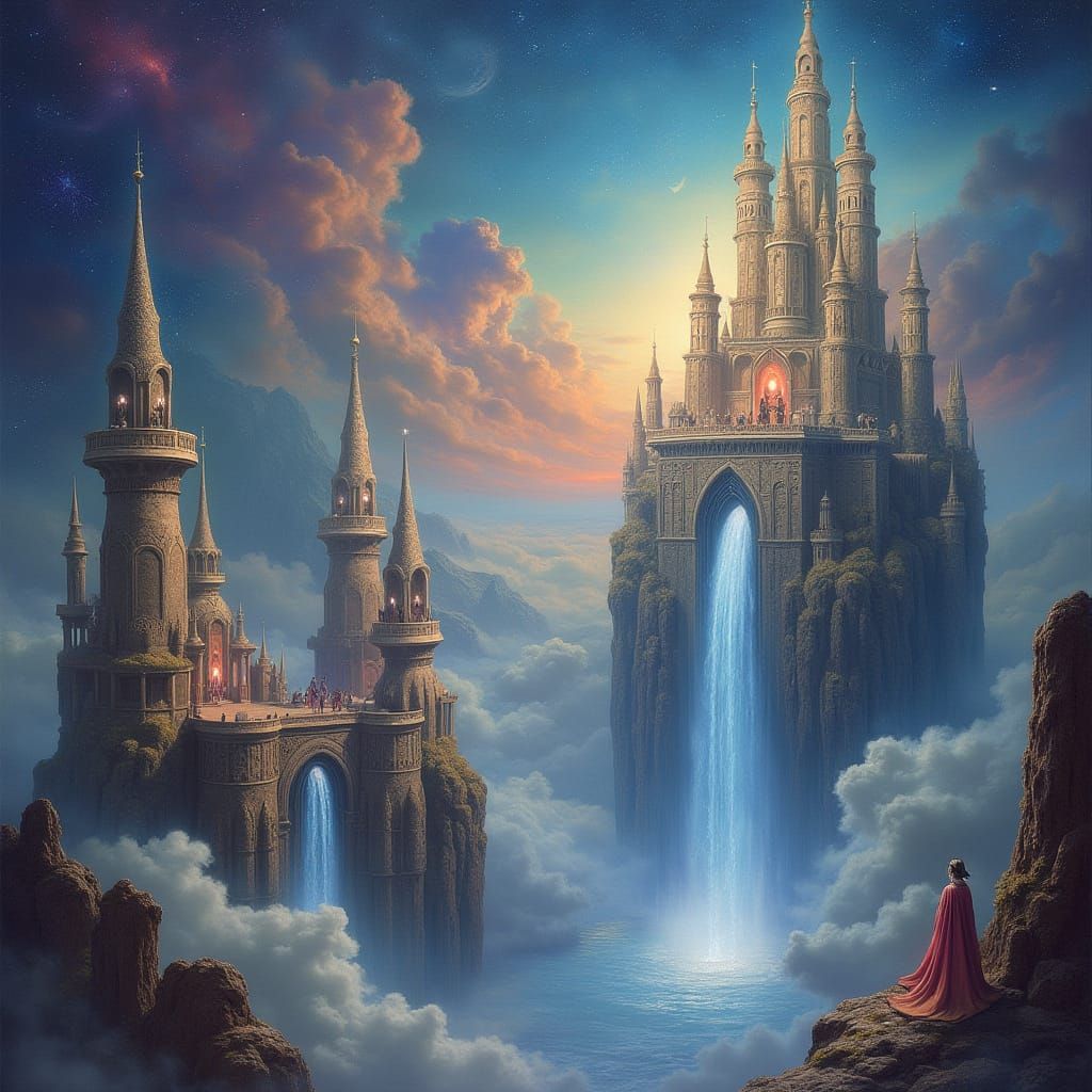 Ethereal Cityscape in Nebula as Visionary Art