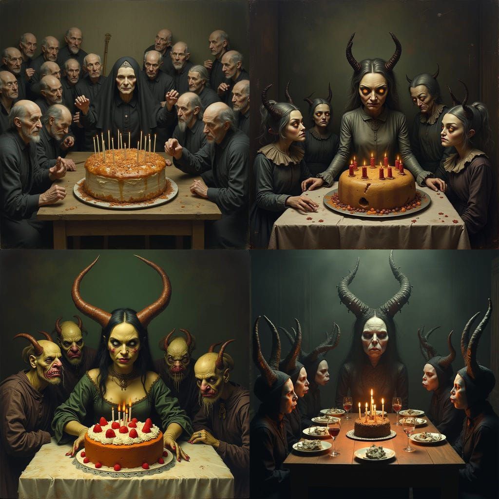 Ugly Witches Gather for a Disgusting Birthday Cake