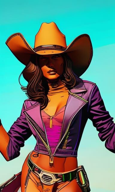 Alien Outlaw Cowgirl: Vector Art Character Concept