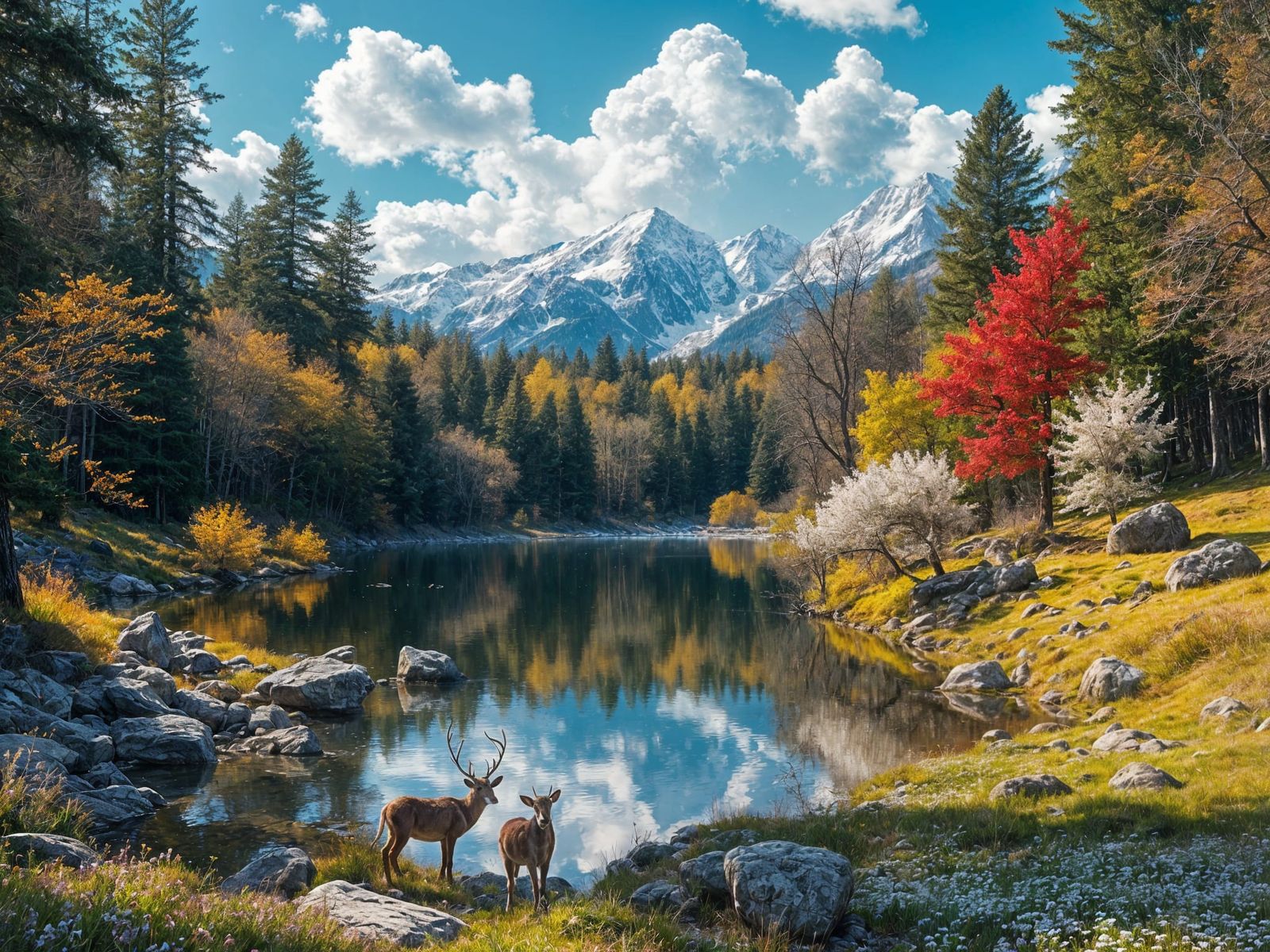 Early Spring Forest Scene in Vibrant Color