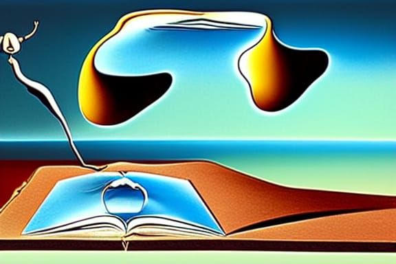 Melting Book in Dali Surrealist Style