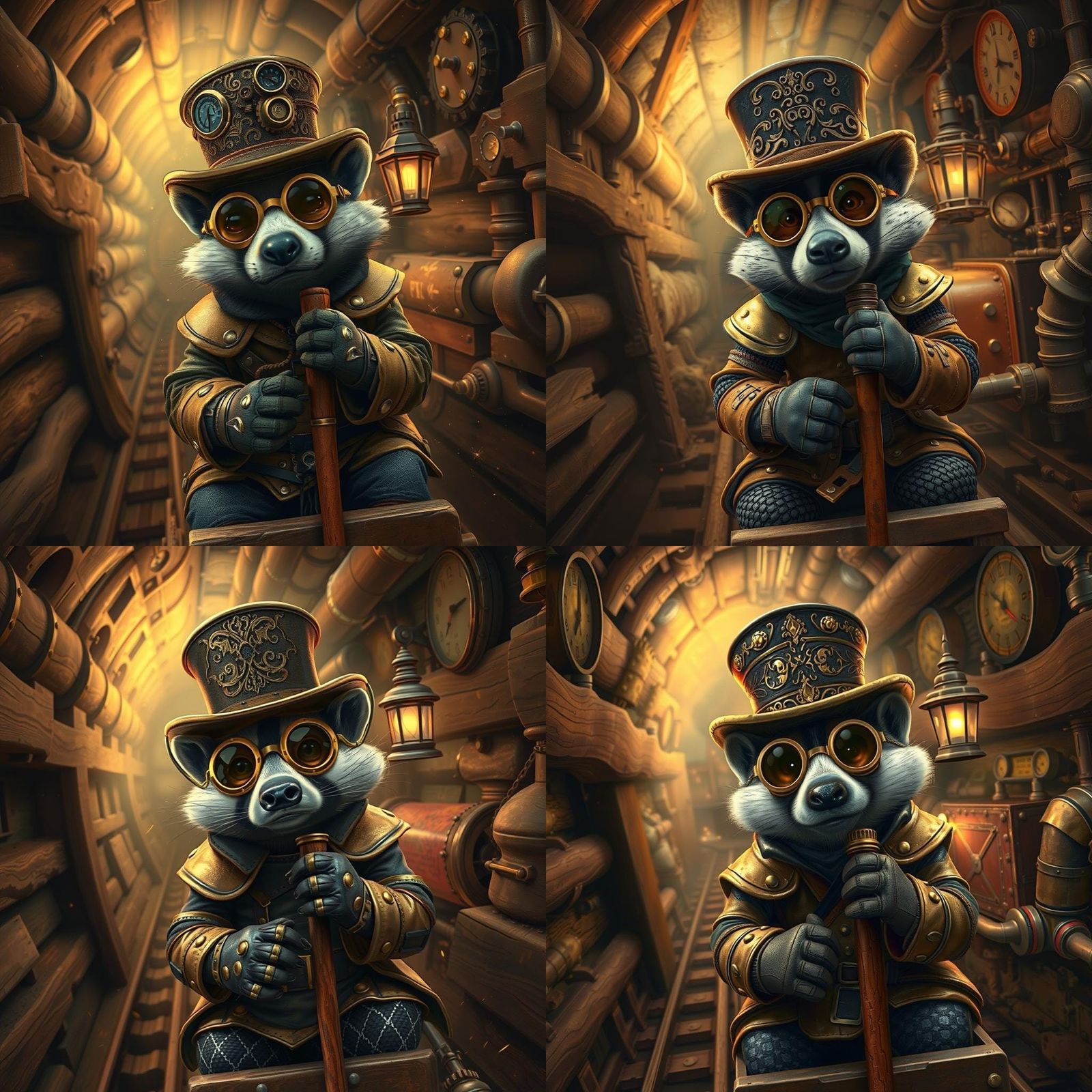 Badger Adventurer in Steampunk Rail Car