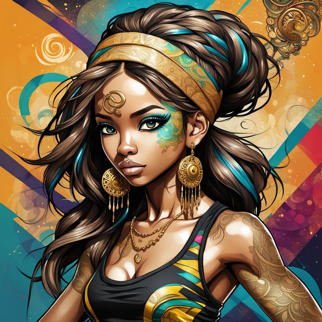 Charming Chibi Street Dancer with Expressive Eyes