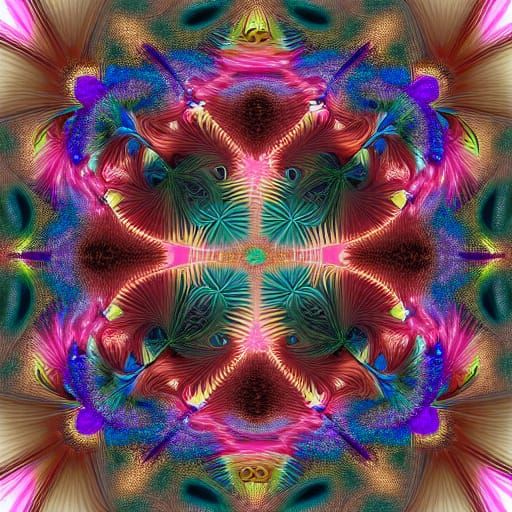 Vibrant Fractal Portrait in Triadic Colors