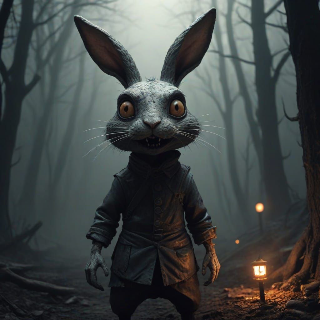 Surreal Zhrabbit Trick-or-Treat in Chaim Soutine Style