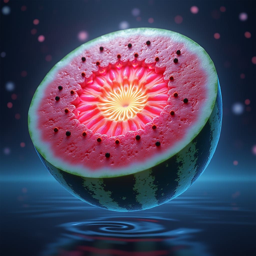 Watermelon Earth Mandala in Cosmic Expanse