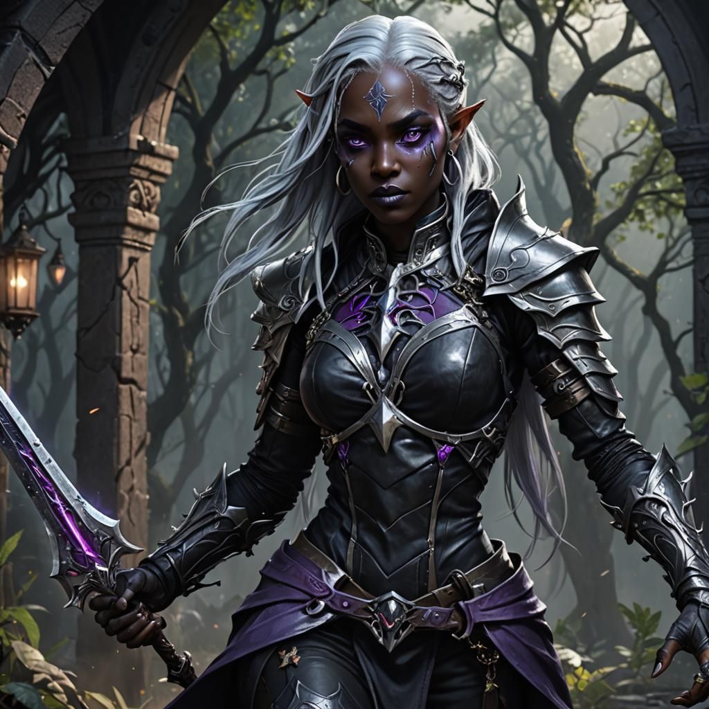 Drow Warrior in Dark Fantasy Style
