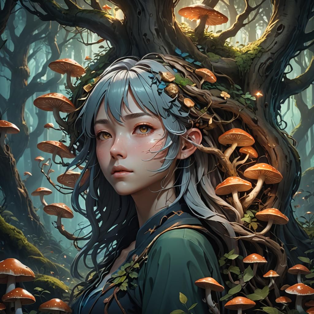 Sleep Token Portrait in Mystical Forest: 3D Anime Art