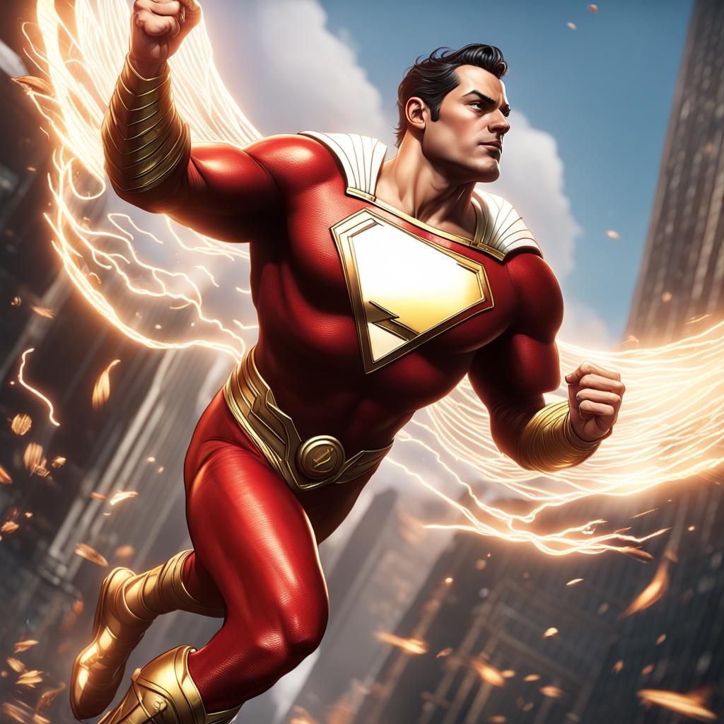 Shazam Soaring: Comic Book Art in 8K