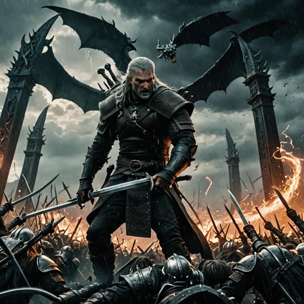 Epic Battle at Mordor Gates: Cinematic Film Still
