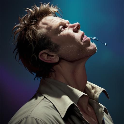 Tom Waits Talking to God: Hyperrealistic Splash Art