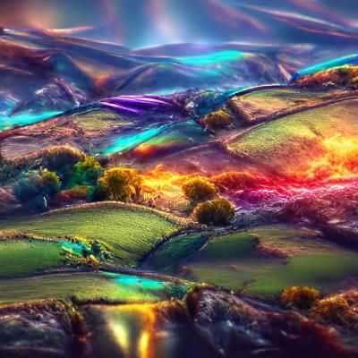 Colorful Iridescent Landscape in 8K Resolution