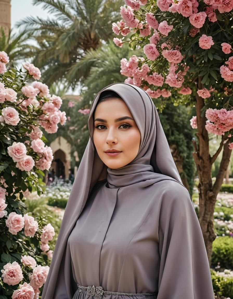 Elegant Woman in Hijab: Hyperrealistic Portrait