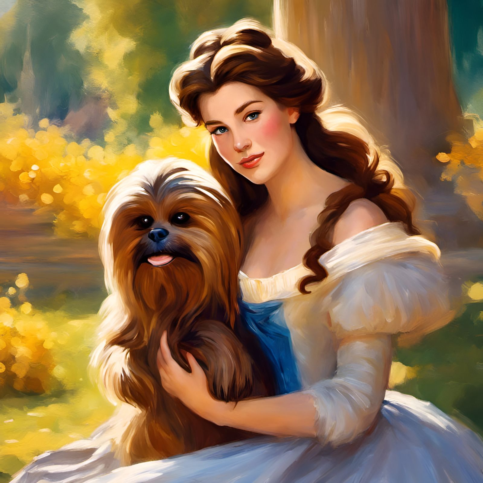 Belle and Chewbacca Portrait in Impressionist Style