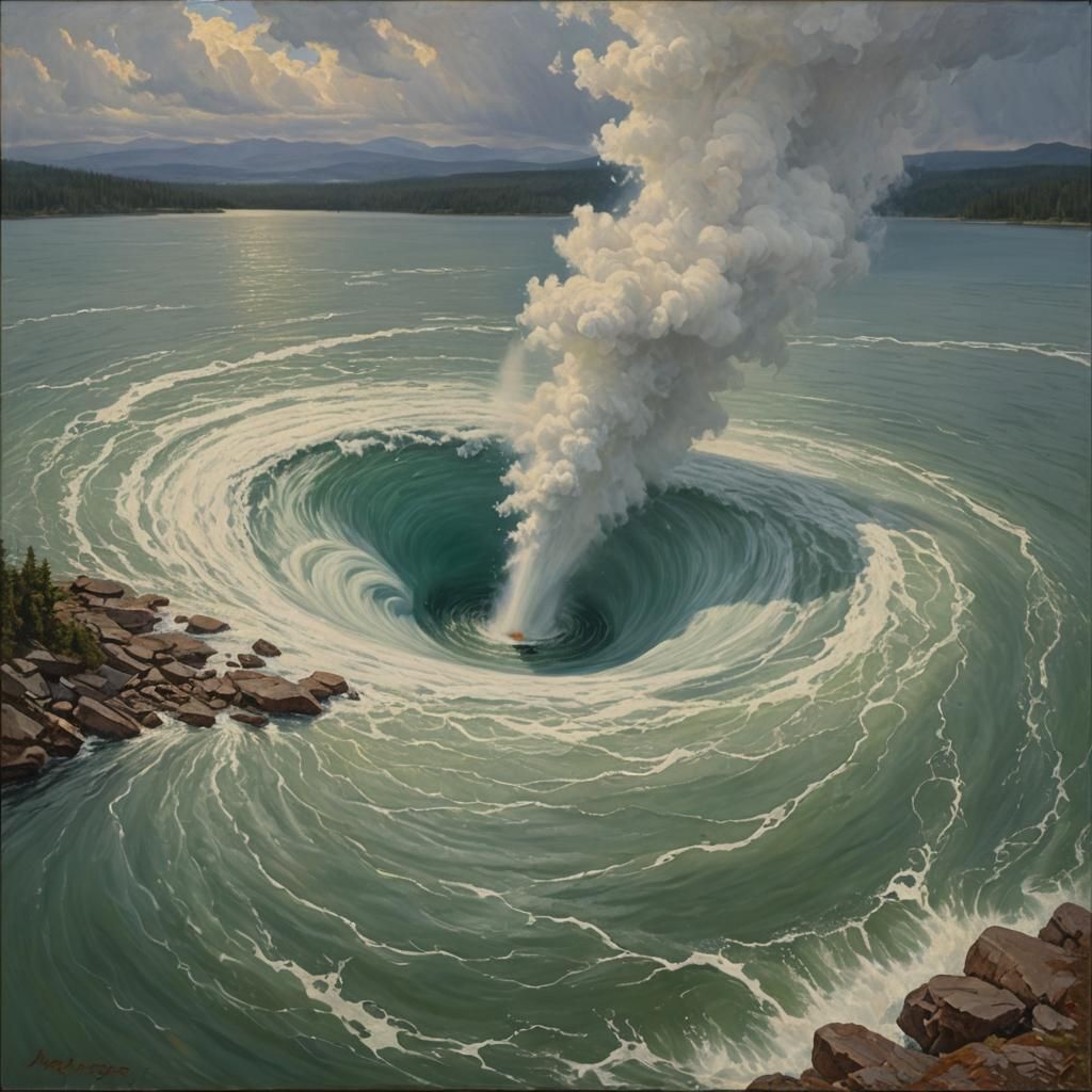 Waterspout Whirlpool Oil Painting