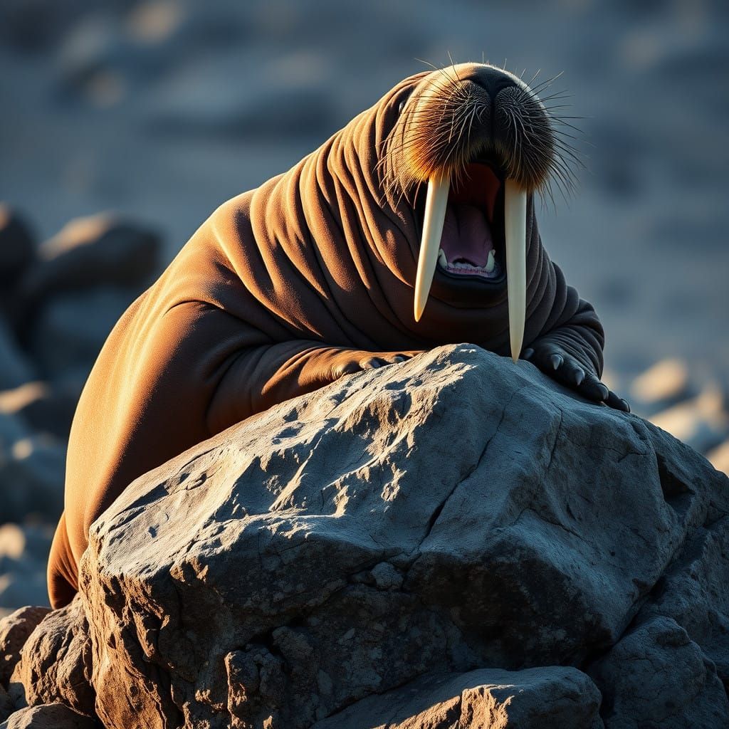 Majestic Walrus Exposes Razor-Sharp Fangs in Patagonia