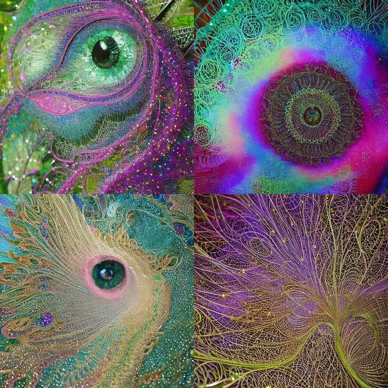 Ethereal Stork-Dragon and Nymph with Filigree Details