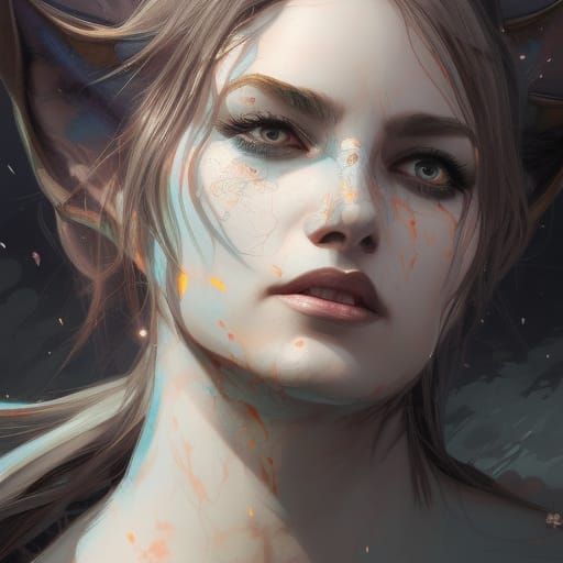 Wolf Goddess Portrait in Hyperdetailed Digital Art